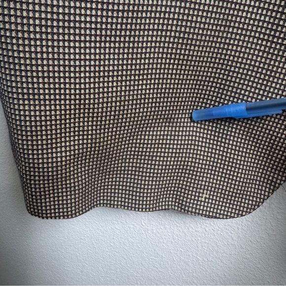 Ermenegildo Zegna Silk Wool Blazer Suit Jacket Tan Black Houndstooth 46R Flaws - Picture 3 of 16